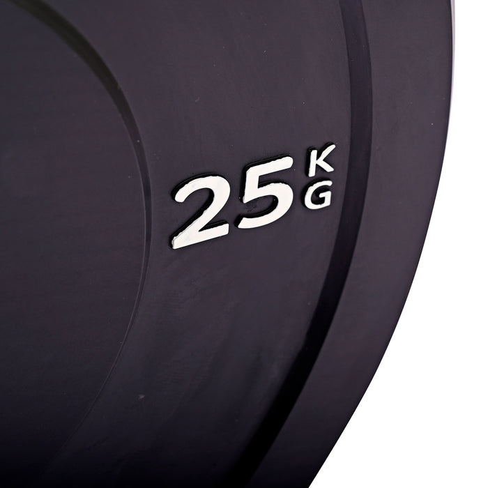 Sorte bumper plates 25kg, olympiske vægtskiver til styrketræning - LOEFT