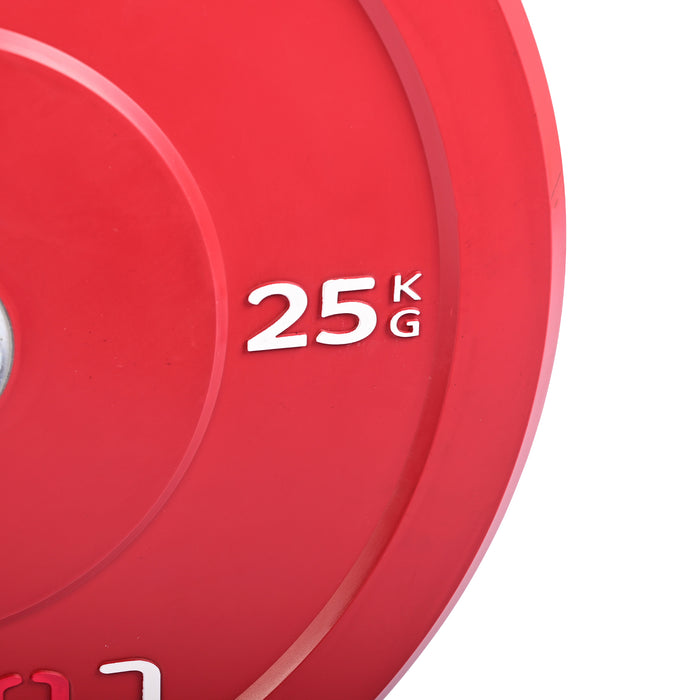 Farvede bumper plates 25kg, olympiske vægtskiver til styrketræning - LOEFT