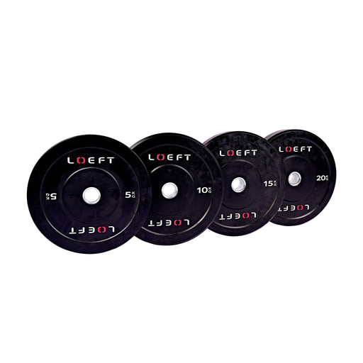Sorte bumper plates 5-10-15-20kg, olympiske vægtskiver til styrketræning - LOEFT