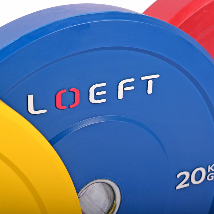 Farvede bumper plates, olympiske vægtskiver til styrketræning - LOEFT