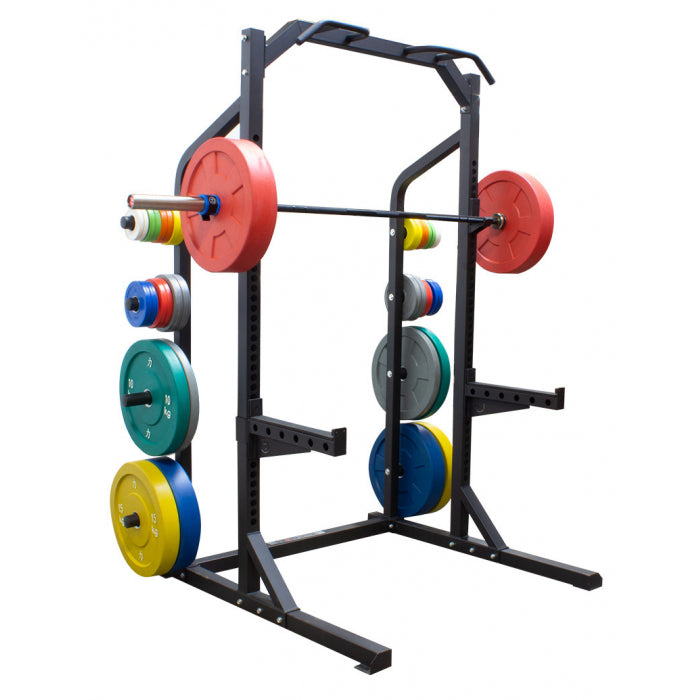 Half Rack med pull-up bar, safetyarms vægtskive holdere
