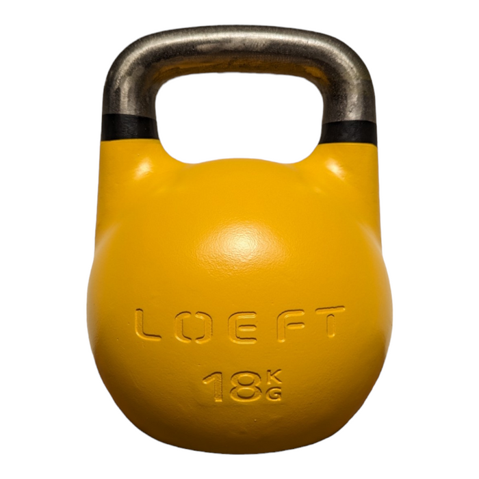 LOEFT Competition Kettlebell - 18 kg. Gul med sort markeringsstreg 