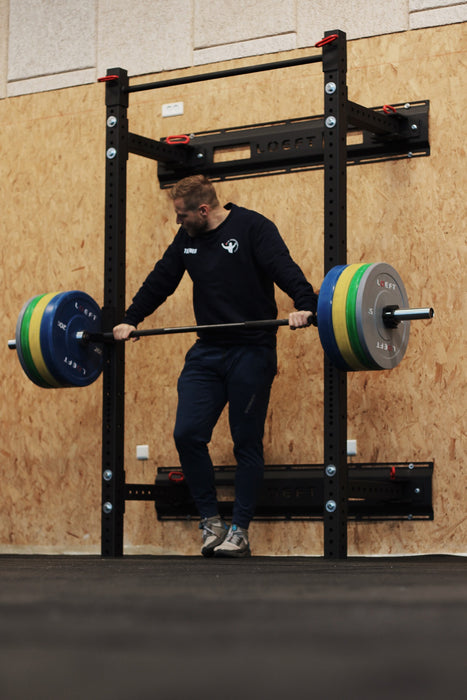 Foldbart squat rack til hjemmetræning, PT-studie eller fitnesscenter, med pull-up bar