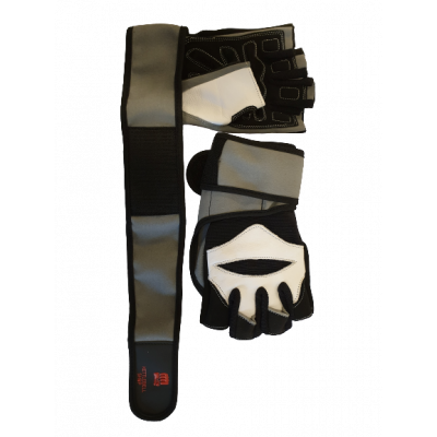 Fitness-handske hvid/sort/grå med håndledsstøtte (restparti)