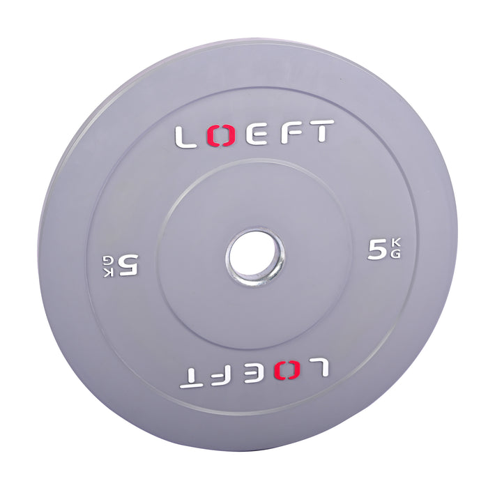 Farvede bumper plates 5kg, olympiske vægtskiver til styrketræning - LOEFT