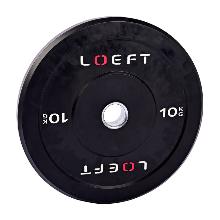 Sorte bumper plates 10kg, olympiske vægtskiver til styrketræning - LOEFT
