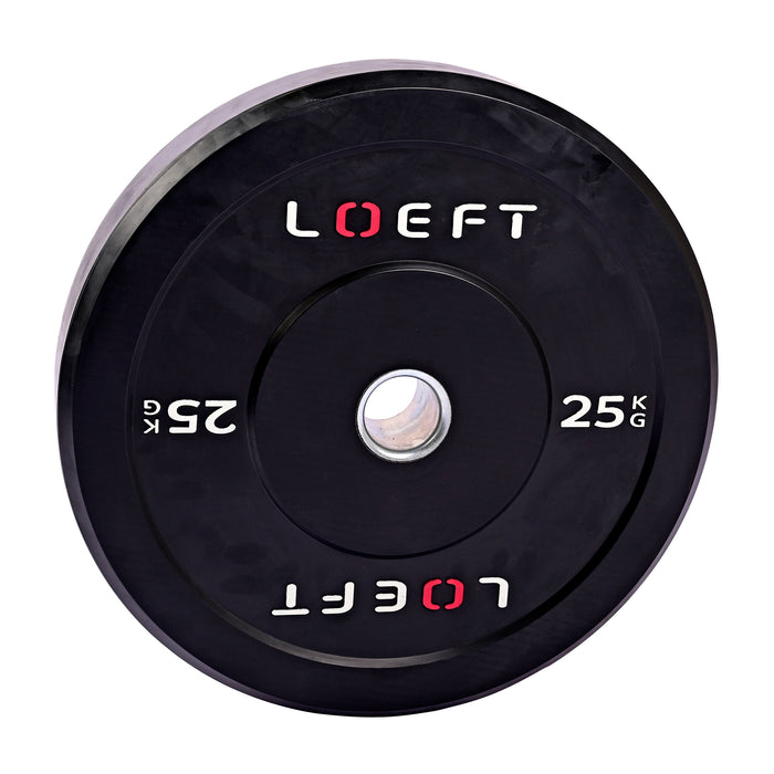 Sorte bumper plates 25kg, olympiske vægtskiver til styrketræning - LOEFT