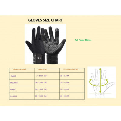 Træningshandsker, full finger gloves - størrelsesguide