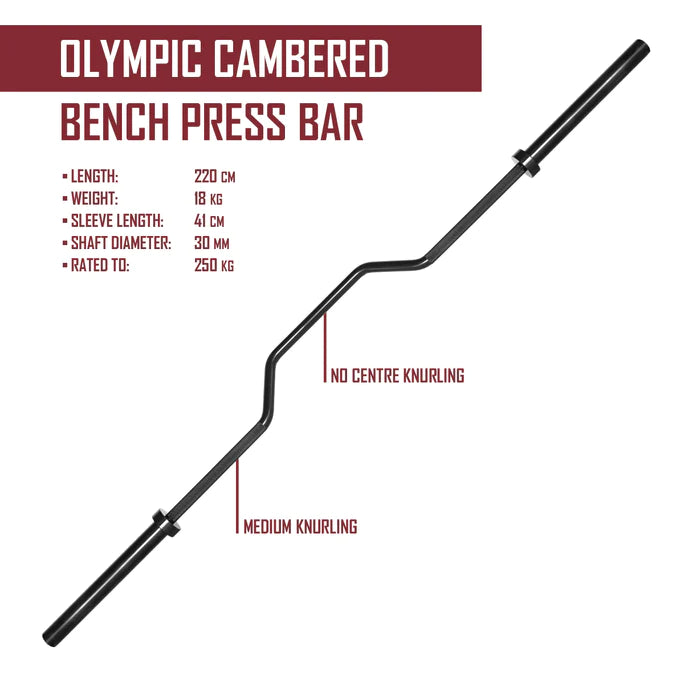 OLYMPIC CAMBERED BENCH PRESS BAR - 18KG