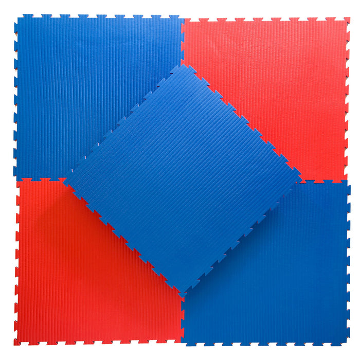 Puzzle Gulv 20mm soft rød og blå